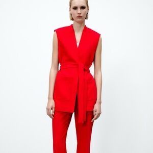 Zara red vest with belt